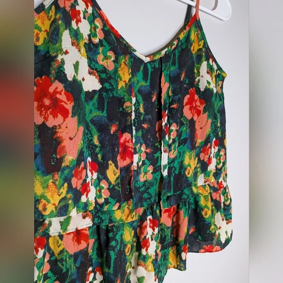 Kimchi Blue Floral Peplum Cami Boho Cottagecore Western Spaghetti Strap Tank Top - Picture 7 of 12